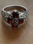 Vintage Sterling Silver 925 Multiple Garnet Stone Ring Size 8