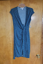 NWT~Amazon Essentials Blue Spotted Print Short Sleeve Wrap Dress SMALL Stretch
