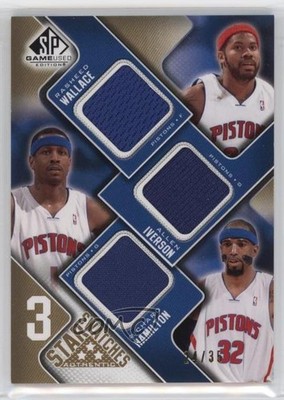 2009 SP Game Used Star Swatches Level 3 24/35 Allen Iverson Rasheed Wallace 2b6