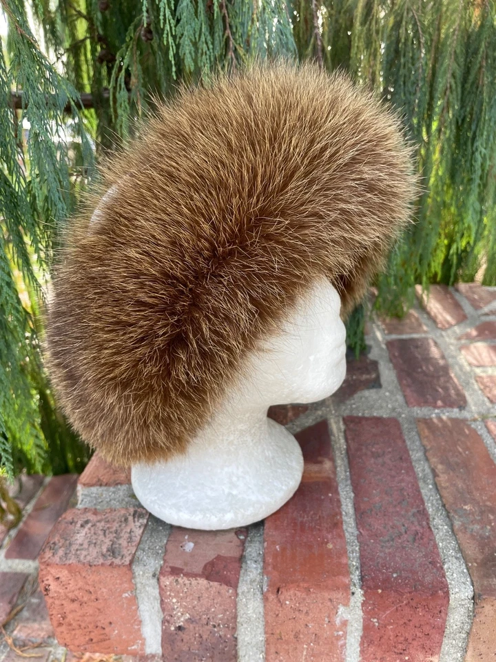 Diadema de piel de zorro Saga mullida ajustable unisex Foto 3 de 4