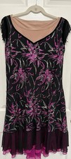 figure skating competition dress black and pink ice dance adult women's L to xL