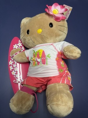 Build A Bear Hello Kitty Tropical Sun Kissed Tan Pink Rash Guard And Surf Board