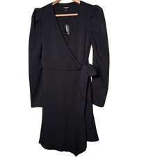 Express Dress XS Faux Wrap Black Long Sleeve Classic Whimsigoth