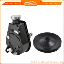 Black Saginaw Power Steering Pump & Single 1 Groove Pulley For SBC BBC Chevy