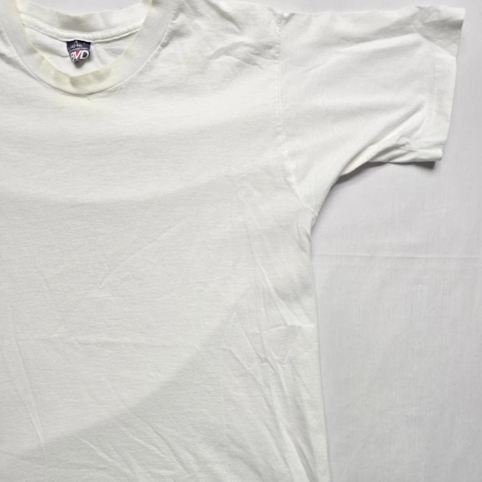 Винтажная белая простая футболка BVD с коротким рукавом футболка 80-е винтажная - Изображение 2 из 4