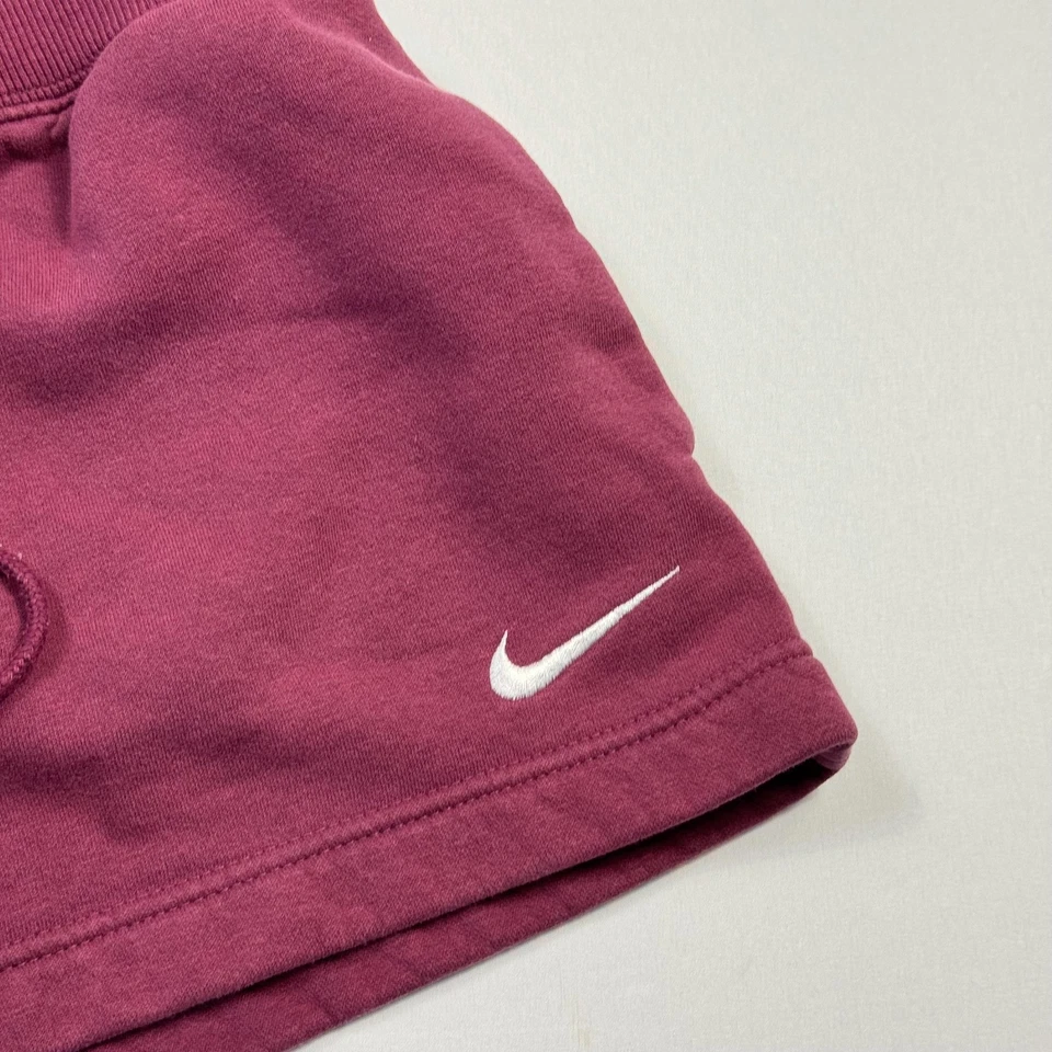 Nike Shorts Womens Small Burgundy Fleece Drawstring Swoosh Logo Athletic Lounge - Image 2 of 4