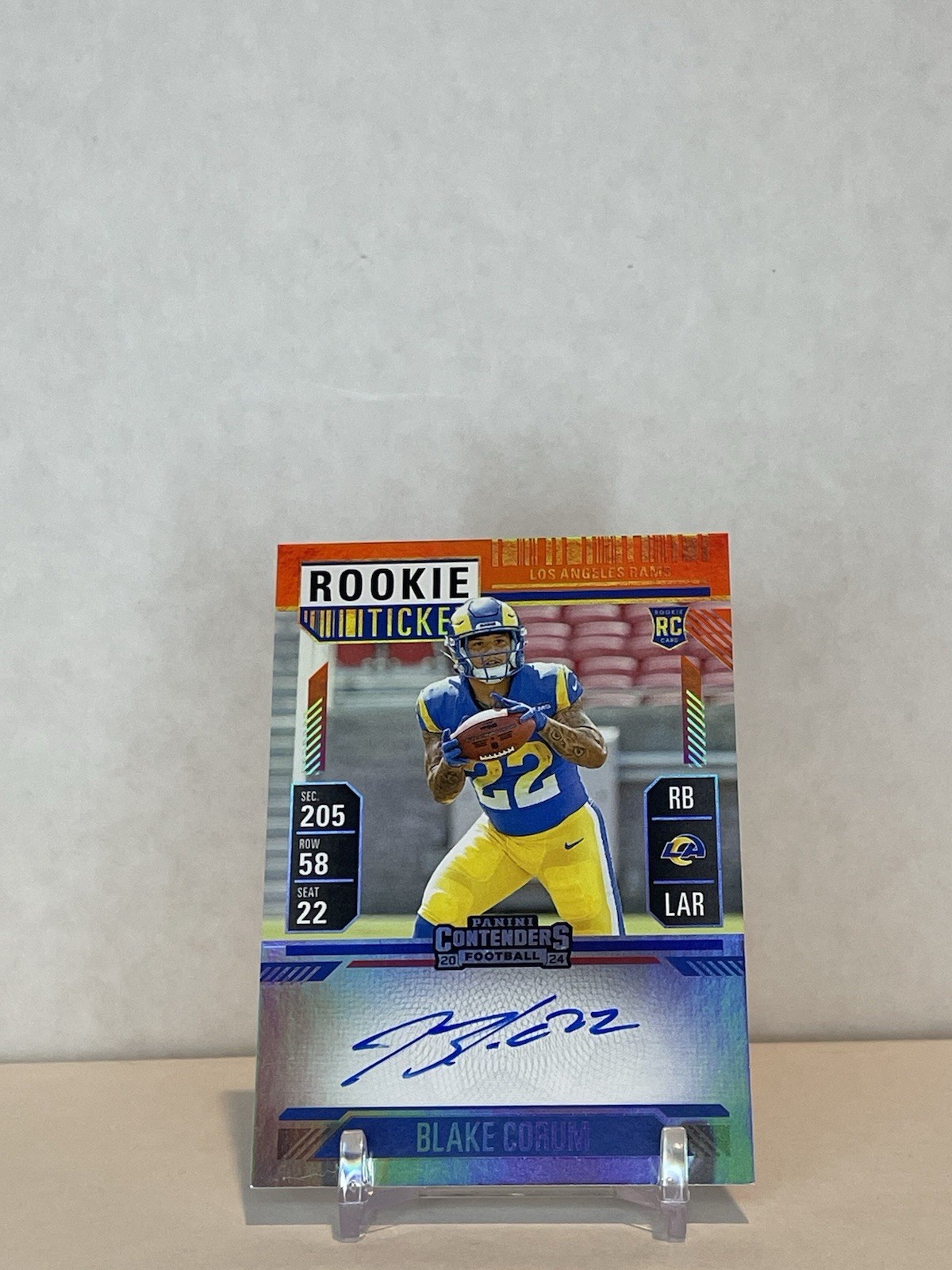 Blake Corum 2024 Contenders Red Zone Rookie Ticket Auto FOTL SP! Rams