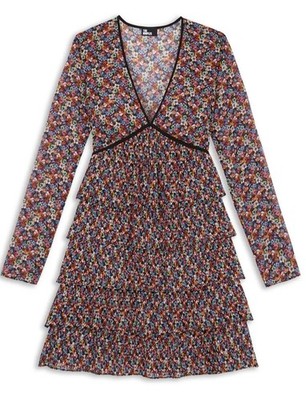 The Kooples Blazing Field Floral Print Tiered Mini Dress Sz 1 US Small $420 New