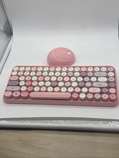 PERIDUO-713 Wireless Mini Keyboard and Mouse Combo, Retro Round Key Caps, Pas...