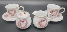 6-pc Angel Cherub with Floral Heart Children's Tea Set Porcelain