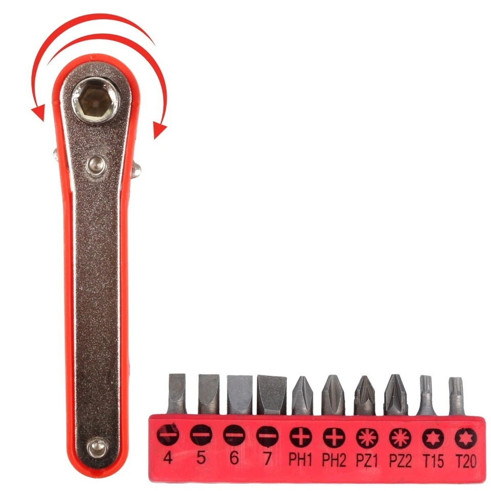 OFFEST SCREWDRIVER & 10 Bits Ratchet Ratcheting 1/4" Hex Cranked Bent Angle 90° - Image 3 of 4