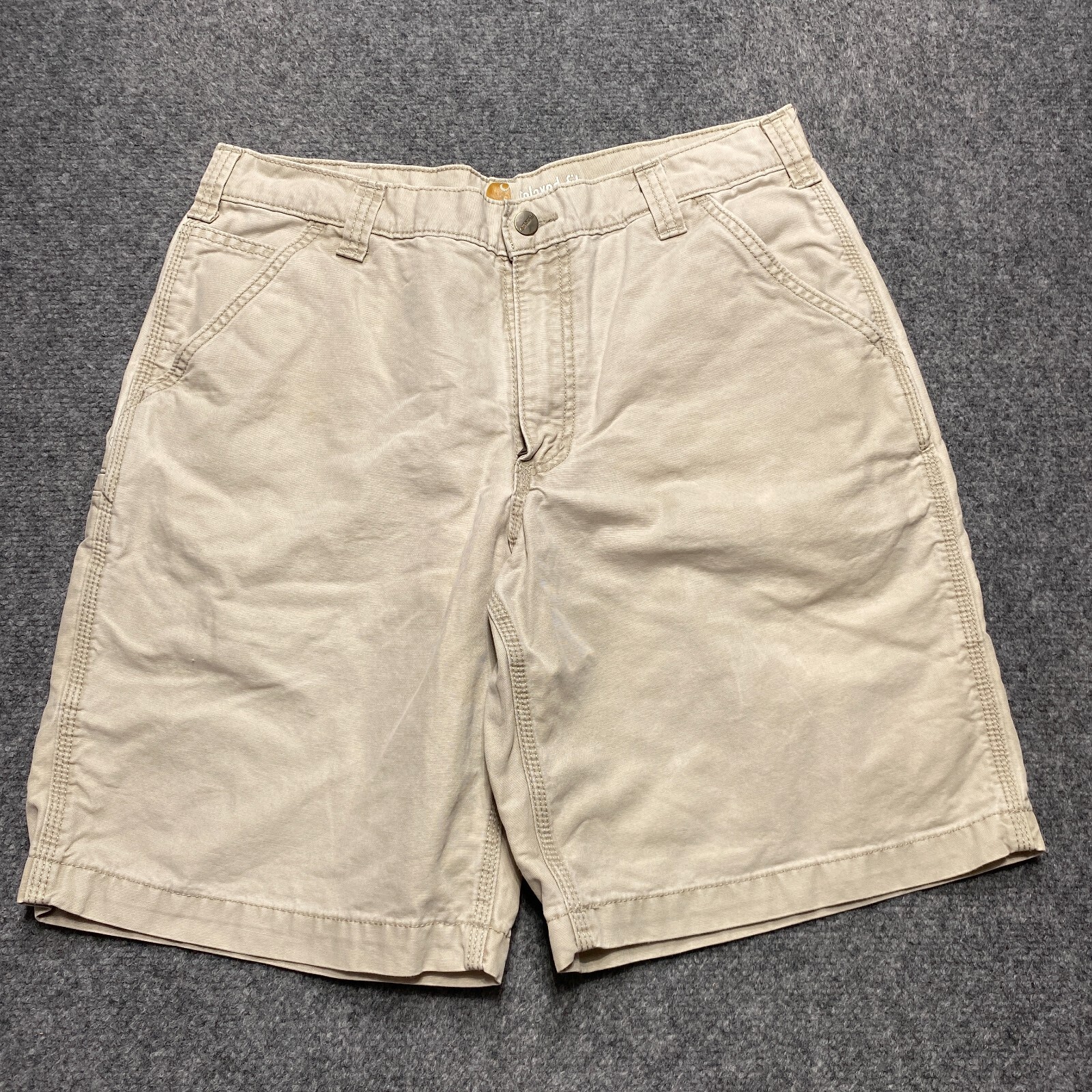 Pantalones Cortos Carhartt Hombres 34 Beige Carga Relajado Trabajo Senderismo Pesca Campamento Utilidad