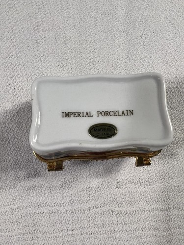 Caja de baratija con bisagras de porcelana imperial vintage con versículo bíblico Juan 3:16 floral - Imagen 5 de 11