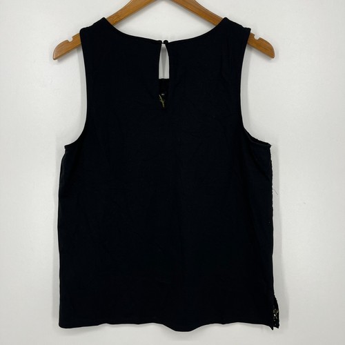 Meadow Rue by Anthropologie Tank Top Women's M Black Floral Embroidered - Picture 5 of 9
