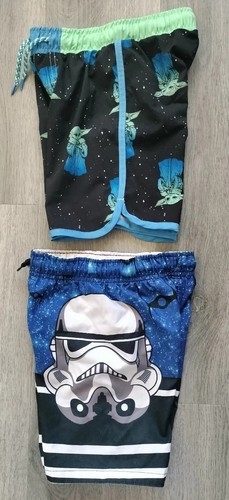 2x STAR WARS Boy's XS 4/5 Blue Swim Suits/Trunks/Board Shorts Yoda Grogu Vader - Picture 7 of 24