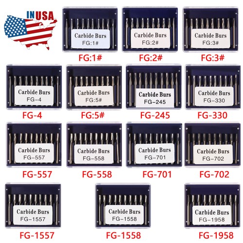 10 pcs Dental Carbide Burs Friction Grip Bur Shank F/ High Speed Handpiece - Picture 15 of 141