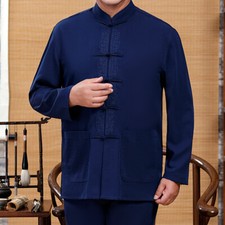 Men Chinese Tang Suit Coat Pants Set Kung Fu Tai Chi Martial Arts Uniform Retro