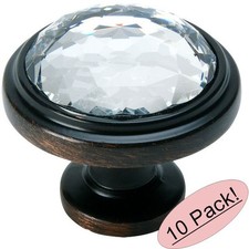 10 Pack Cosmas 5317ORB-C Oil Rubbed Bronze Clear Glass Round Cabinet Knob