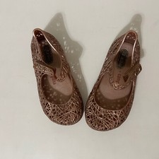 Mini Melissa Campana Rose Gold Zig Zag Shoes Baby Girls Size 7