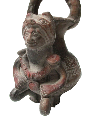 Aztec Figurine Vase Mexican Clay Pottery Pre Columbian Style Shaman Nagual 8in - Picture 3 of 12