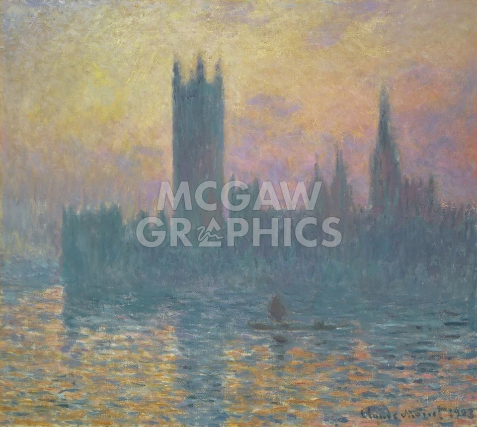 Houses of Parliament, Claude Oscar Monet, Wall Decor Art Print 11" x 14" 3096 - Image 2 of 2