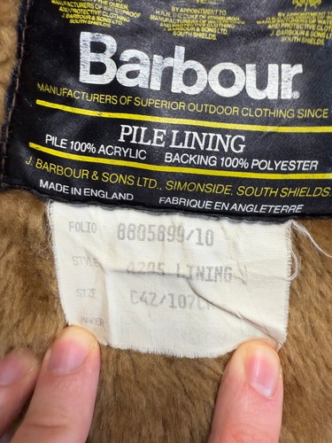Barbour A205 Pile Lining Brown size 42in / 107cm - Picture 6 of 15