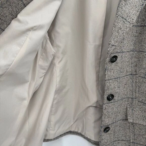 L.L. Chaqueta Blazer Bean Lana Seda Espiga Gris Tostado Tweed Mujer Grande Pequeña Foto 3 de 4