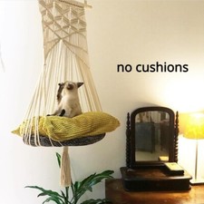 Cat Hanging Woven Basket Cotton Hammock Kitten Macrame Cradle Tassel Swing Home