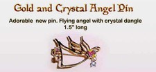 Adorable Gold and Crystal Angel Pin