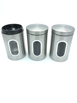 Innoteck Küchenbehälter Set mit Sichtfenster, Edelstahl, für Tee Kaffee Zucker