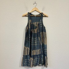 ANTHROPOLOGIE TINY Moonrise Tank Dress Womens S Slate Pleated Ruffled Boho NWOT