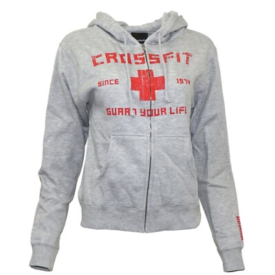 Reebok CrossFit Women's Grey ''Guard Your Life'' Pullover Hoodie Fleece A35666