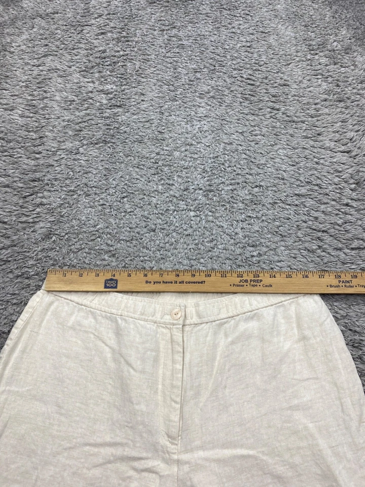 Pantalones Colección JM Mujer 14 Lino Cremoso Pierna Ancha Tiro Alto Capri Lagenlook Y2K Foto 4 de 4