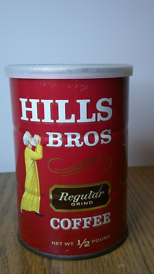 vintage 1960's era Hills Bros. coffee tin 1/2 pound with lid Z76