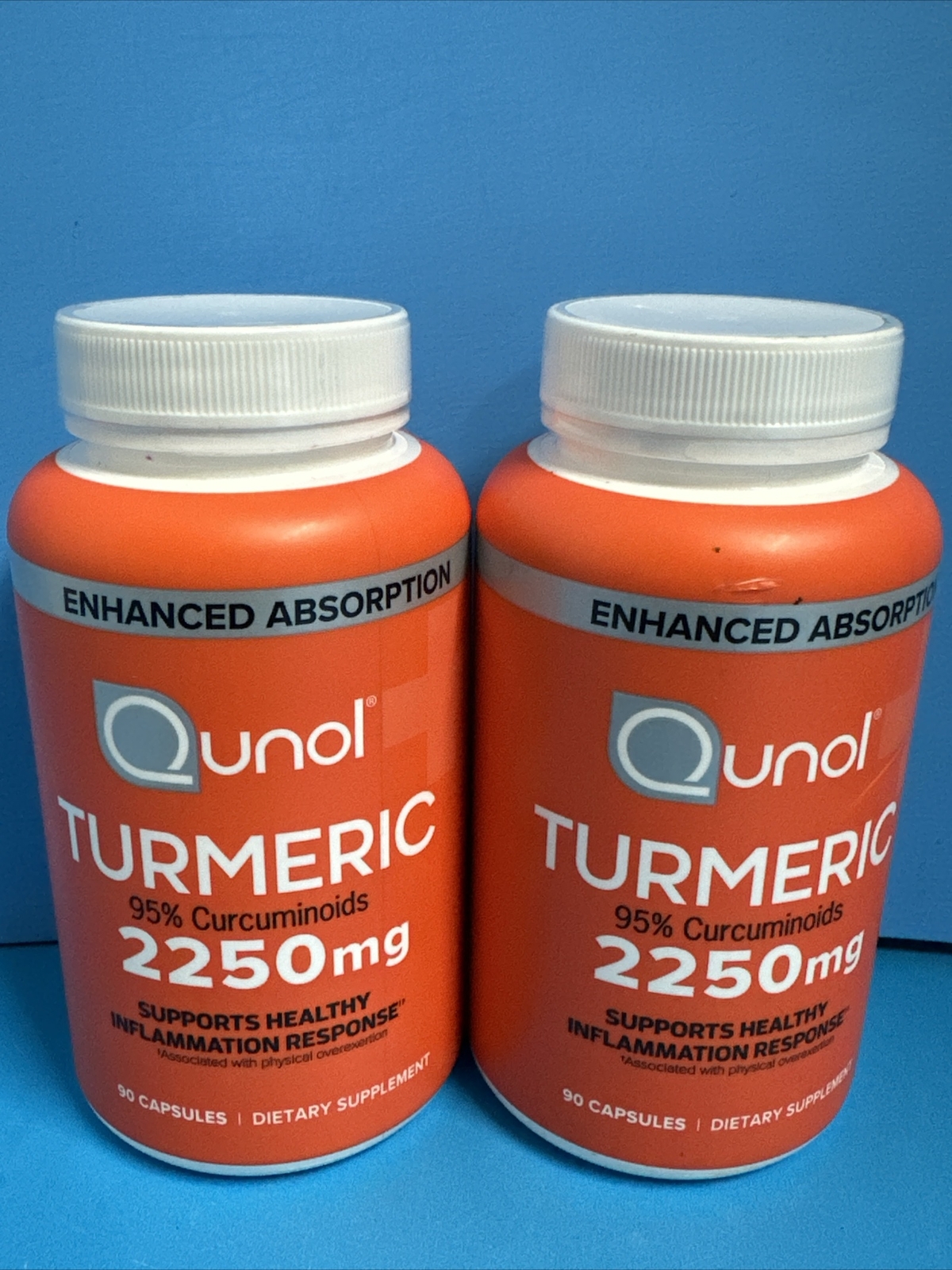 Lot Of 2 Turmeric Curcumin with Black Pepper, Qunol 2250mg Extract 95