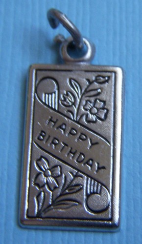 Vintage Wells Happy Birthday card sterling charm