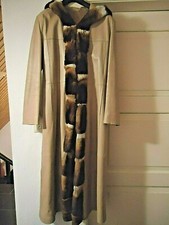 ECHT LEDER MANTEL ITALY ECHT PELZ( REX-CHINCHILLA) GR.42 BEIGE NEU OHNE ETIKETT