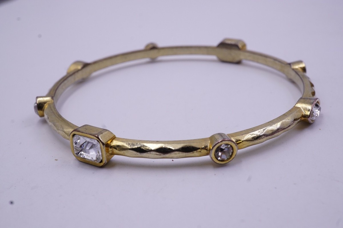 Vintage Signed GRAZIANO CN Clear Crystal Bezel Gold Tone