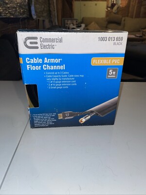 New! Commercial Electric 5 Foot Cable Armor Floor Channel Flexible PVC BLACK