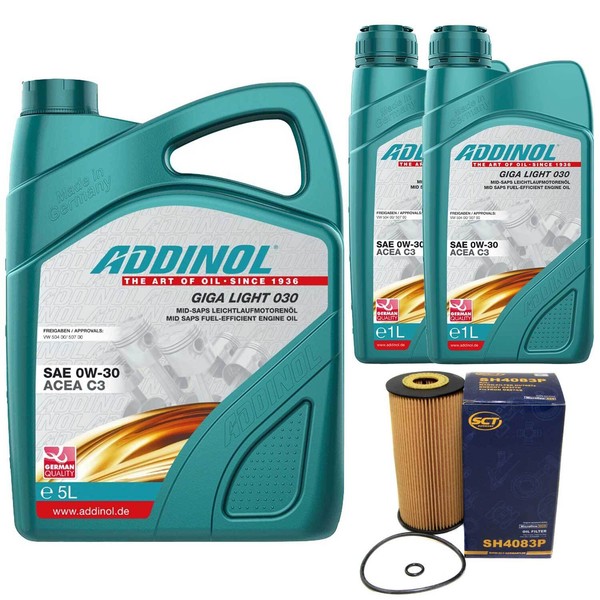 MotoröL Set Addinol 0W-30 Giga Light 7 Liter + ÖLfilter FüR Hyundai Santa FE KIA-image
