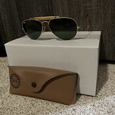 小物 B&L Rayban outdoorsman vintage VINTAGE RAY BAN TAN PERFORATED LEATHERS OUTDOORSMAN 62MM B&L