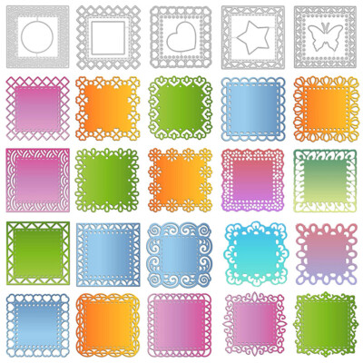 Square Lace Frame Metal Cutting Dies Scrapbook Card Template Embossing Stencils