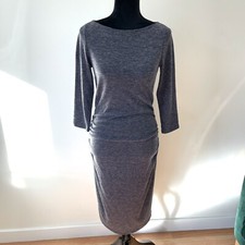 Numoco Gray 3/4 Sleeve Bodycon Ruched Fitted Knee Length Dress NWT Size Medium