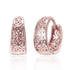 Elegant Rose Gold New Women Fashion Jewelry Charm Hollow Flower Hoop Earrings