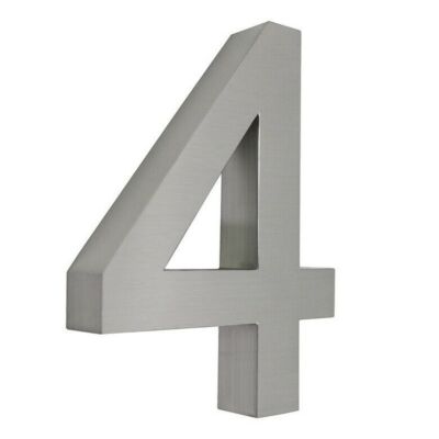 3D-Hausnummer Edelstahl 4 H20cm Arial 0 2 3 4 5 6 7 8 9 a b c d e  V2A 