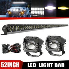 Roof 52 Led Light Bar2x 4 Pods Wire Kit For 2007-2018 Jeep Wrangler Jk Lj Tj