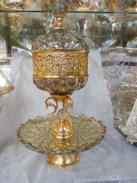 Quemador de incienso de cristal de latón marroquí, soporte Bakhoor hecho a mano, decoración del hogar Foto 2 de 4