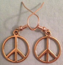 PEACE SIGN EARRINGS - Gold-toned Pewter with Gold Plated Ear Wires