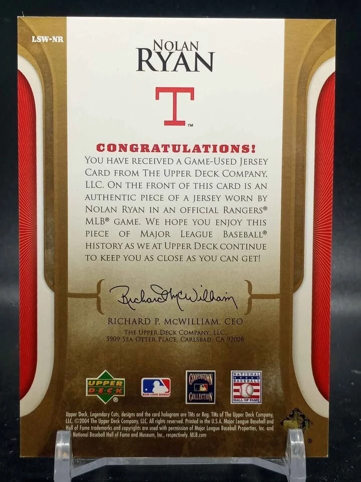 Nolan Ryan 2004 Upper Deck SP Legendary Cuts Swatches Game Worn Jersey Texas - Image 2 of 2