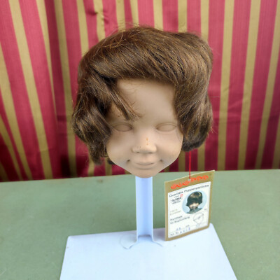 Puppenperücke, dunkelbraunes Echthaar, Kopfumfang 15'', Glorex, kurze Haare